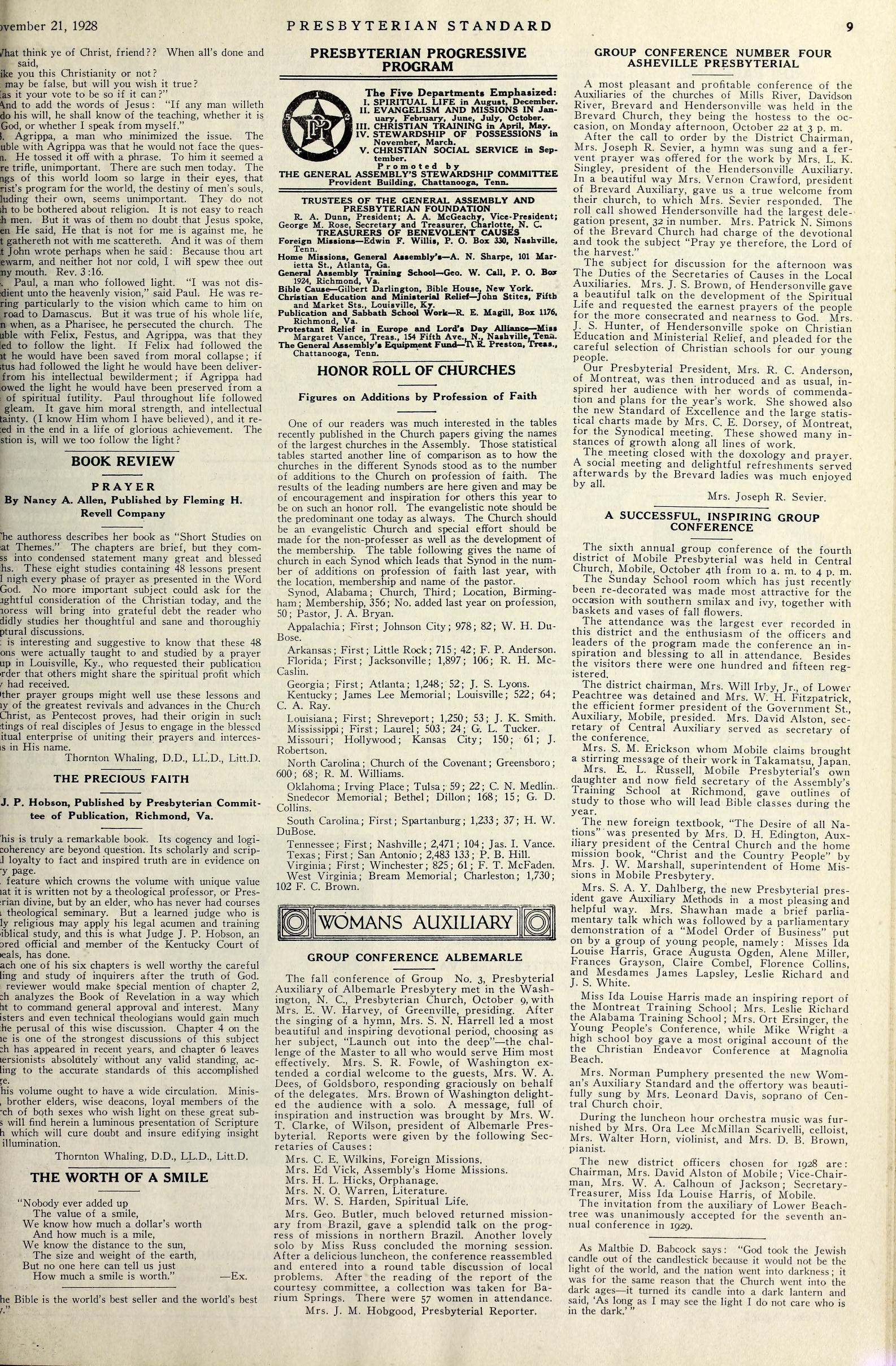 Honor Roll of Churches